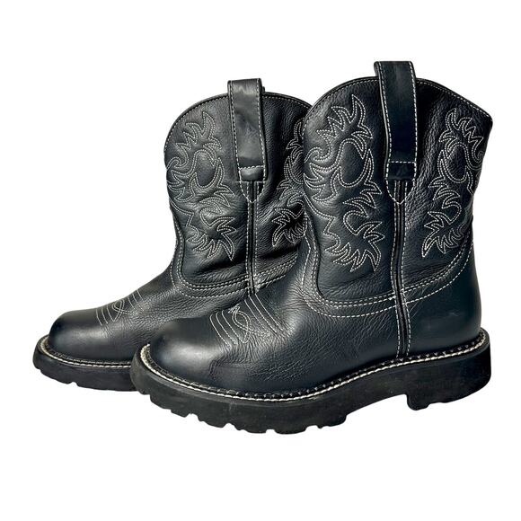 ARIAT Fatbaby Women’s Black Leather Round Toe Cowboy Cowgirl Western Boots 6.5 B - Picture 3 of 10